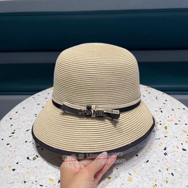 Chanel爆款女士帽子 香奈兒2021新款細草不規則折疊材質盆帽草帽禮帽  mm1288